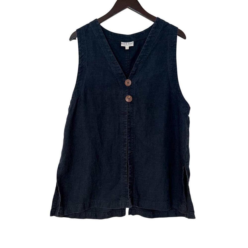 Vintage David Dart Black 100% Linen Vest